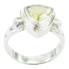 Siti yellow solitaire ring with triangular yellow gemstone set in silver band