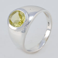 Ava stylish silver yellow solitaire ring with a round yellow gemstone centerpiece