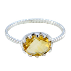 Ayesha Yellow Solitaire Ring with Sterling Silver Band Citrine Yellow