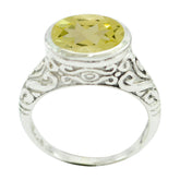 Alina Yellow Solitaire Ring with Intricate Silver Design Lemon Quartz Yellow