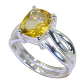 Camila Yellow Solitaire Ring with Sterling Silver Band Citrine Yellow