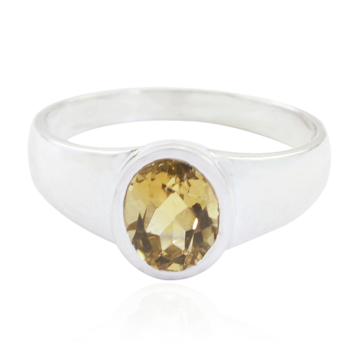 Kristine Artisan Yellow Solitaire Ring Citrine Yellow