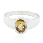 Kristine Artisan Yellow Solitaire Ring Citrine Yellow