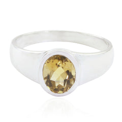 Kristine Artisan Yellow Solitaire Ring Citrine Yellow