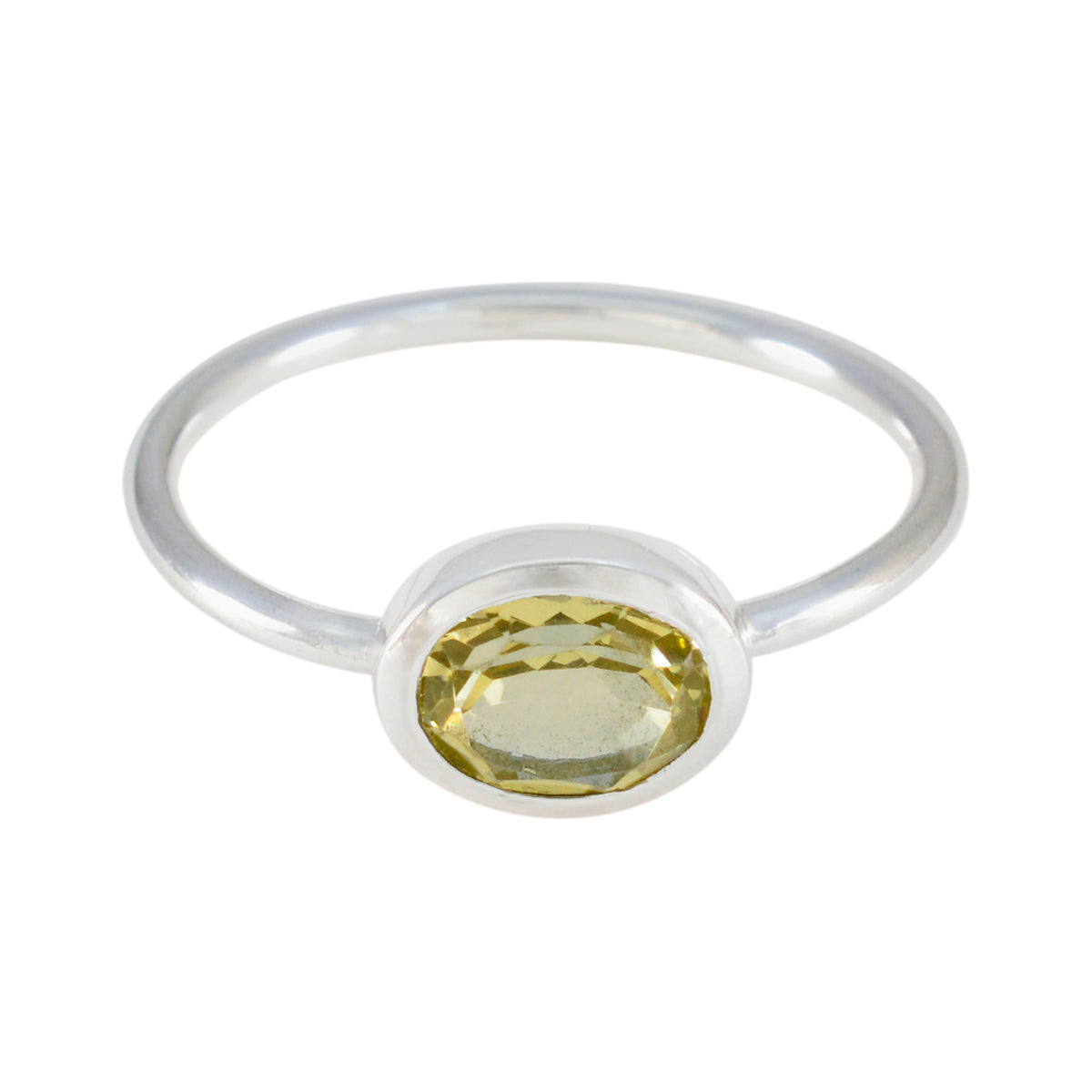 Ivy Yellow Solitaire Ring with Oval Gemstone Lemon Quartz Yellow