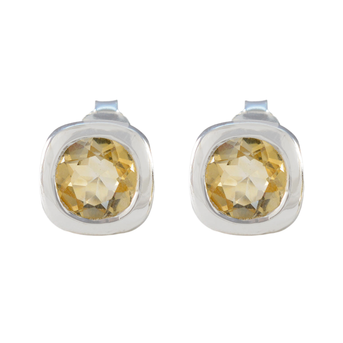 Mei Yellow Solitaire Stud Earrings for Everyday Glam Citrine Yellow Stud