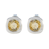 Mei Yellow Solitaire Stud Earrings for Everyday Glam Citrine Yellow Stud