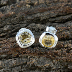 Mei Yellow Solitaire Stud Earrings for Everyday Glam