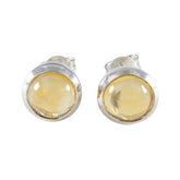Micaela Yellow Solitaire Stud Earrings for Stylish Glam Citrine Yellow Stud