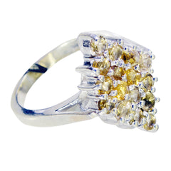 Ava yellow stone signet ring silver band with square cluster of sparkling yellow gemstones