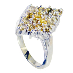 Ava yellow stone signet ring silver band with rectangular cluster of small yellow gemstones