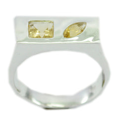 Teresa silver band yellow toi et moi ring with rectangular and marquise yellow gemstones