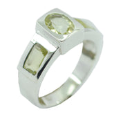 Emily yellow trilogy gemstone ring with three yellow gemstones set in a silver band