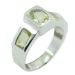 Emily yellow trilogy gemstone ring with three yellow gemstones set in a silver band