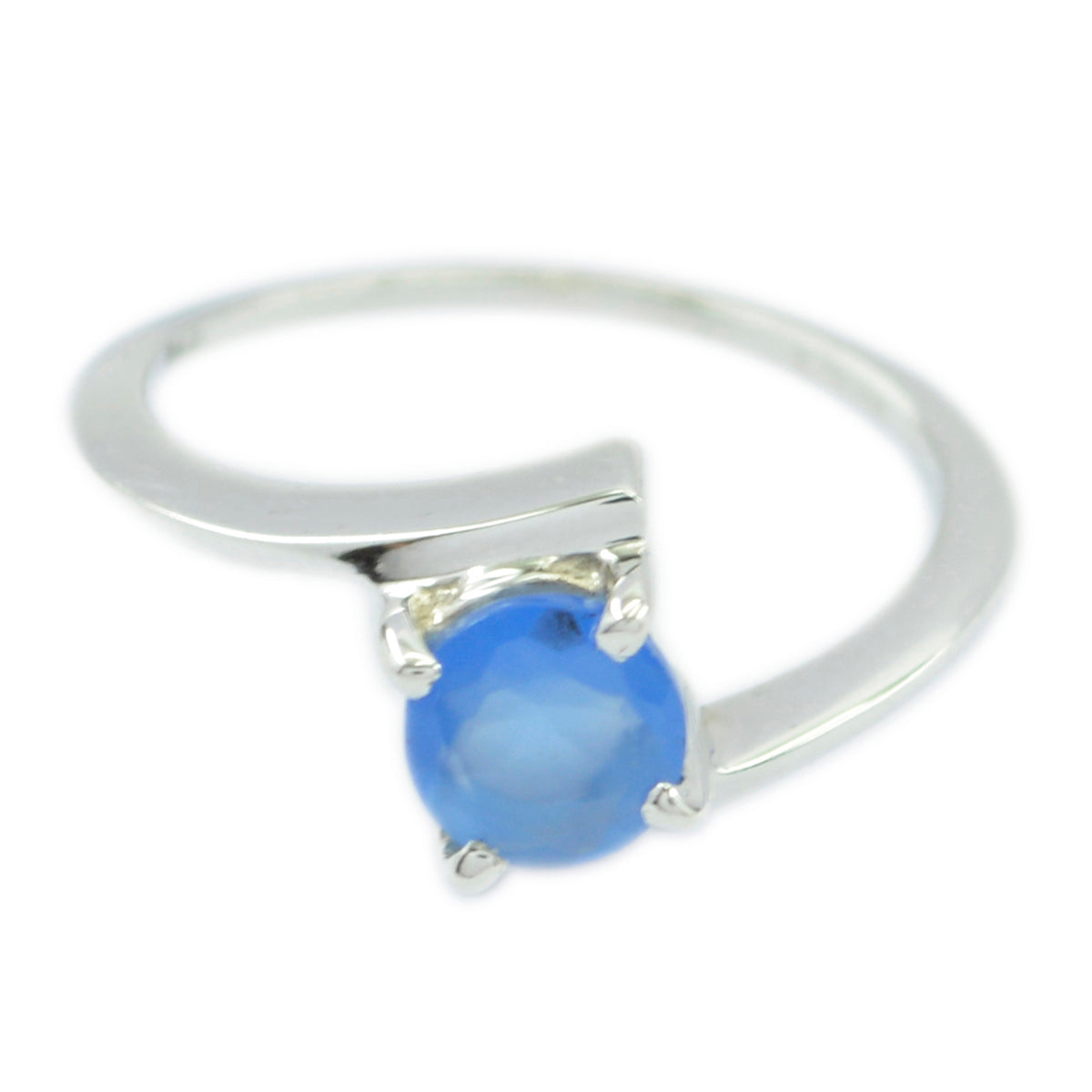 Zoe Blue Solitaire Ring - Elegant Gemstone Jewelry Blue Chalcedony Blue