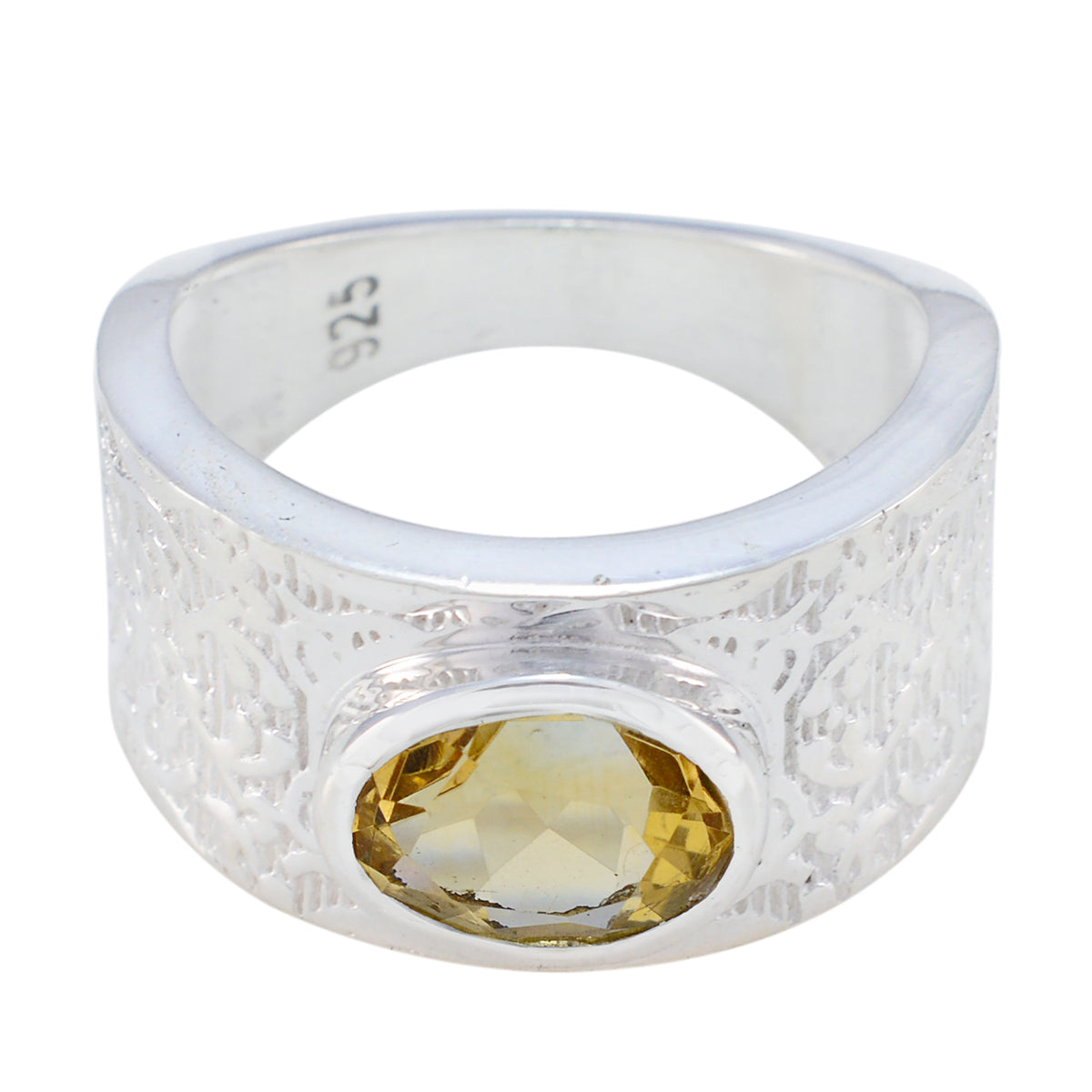 Yasmine Art Deco Yellow Solitaire Ring Citrine Yellow