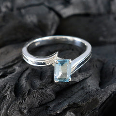 Teresa Artisan Blue Solitaire Ring in Sterling Silver