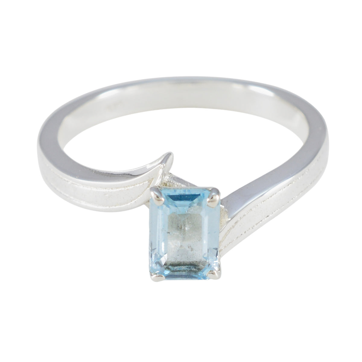 Teresa Artisan Blue Solitaire Ring in Sterling Silver Blue Topaz Blue