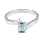 Teresa Artisan Blue Solitaire Ring in Sterling Silver Blue Topaz Blue