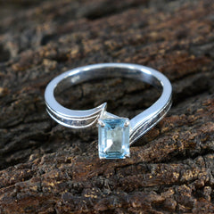 Teresa Artisan Blue Solitaire Ring in Sterling Silver