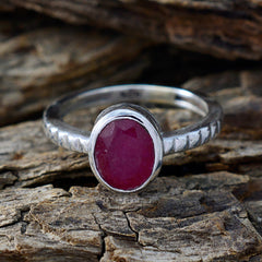 Teresa Ethnic Red Solitaire Ring with Oval Ruby Gemstone
