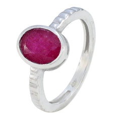 Teresa Ethnic Red Solitaire Ring with Oval Ruby Gemstone