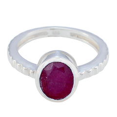 Teresa Ethnic Red Solitaire Ring with Oval Ruby Gemstone Indian Ruby Red