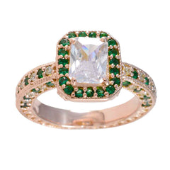 Grace Green Halo Ring Rose Gold Plated Gemstone Ring