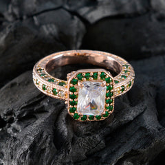Grace Green Halo Ring Rose Gold Plated Gemstone Ring