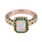 Grace Green Halo Ring Rose Gold Plated Gemstone Ring Emerald CZ Green