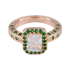 Grace Green Halo Ring Rose Gold Plated Gemstone Ring Emerald CZ Green