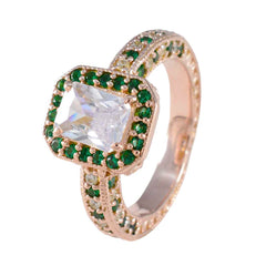 Grace Green Halo Ring Rose Gold Plated Gemstone Ring