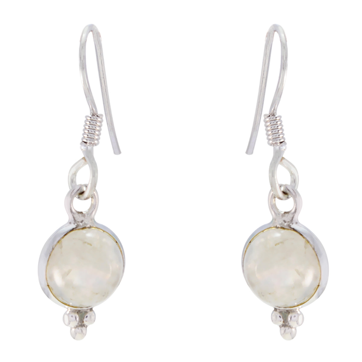 Mei White Earrings India - Elegant Gemstone Jewelry Rainbow Moonstone White Dangle
