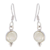 Mei White Earrings India - Elegant Gemstone Jewelry Rainbow Moonstone White Dangle
