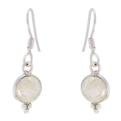 Mei White Earrings India - Elegant Gemstone Jewelry Rainbow Moonstone White Dangle