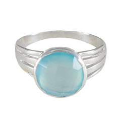 Angeles Romantic Blue Solitaire Ring in Silver Blue Chalcedony Blue