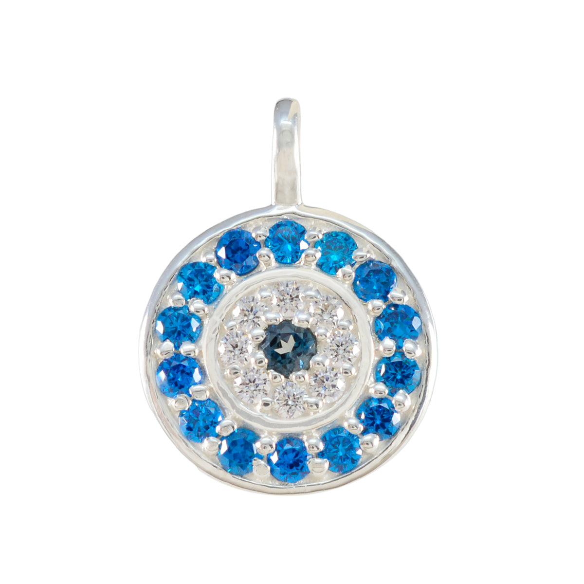 Yasmine Romantic Dainty Pendant with Blue Gemstones Labradorite Grey Grey