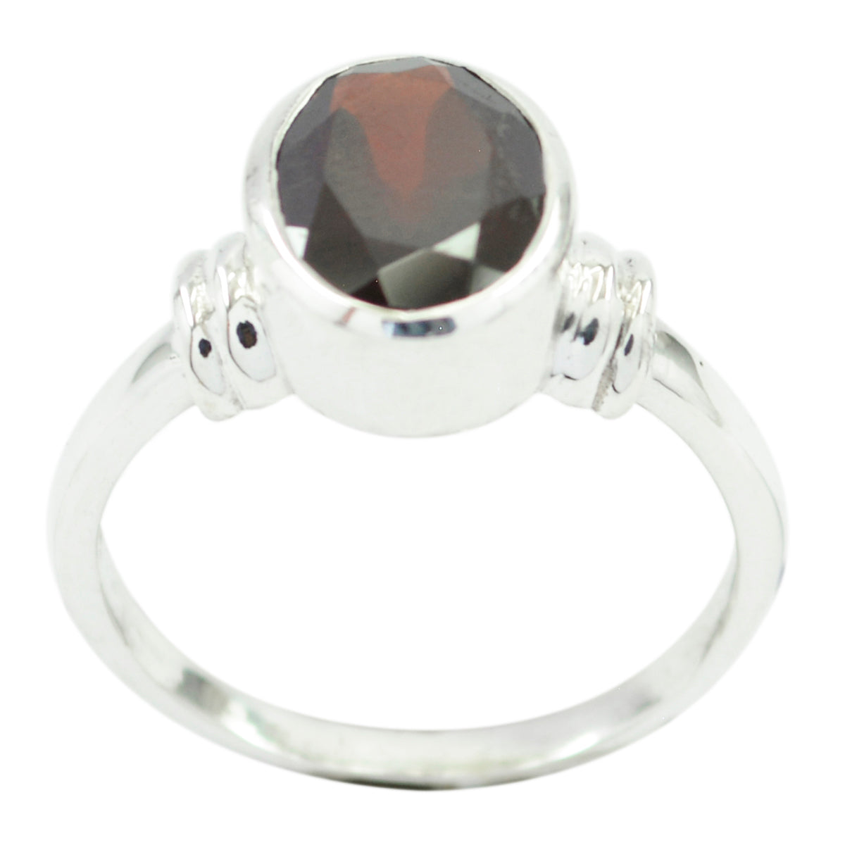 Lourdes Romantic Red Solitaire Ring in Sterling Silver Garnet Red