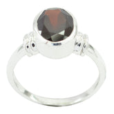 Lourdes Romantic Red Solitaire Ring in Sterling Silver Garnet Red