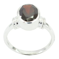 Lourdes Romantic Red Solitaire Ring in Sterling Silver Garnet Red