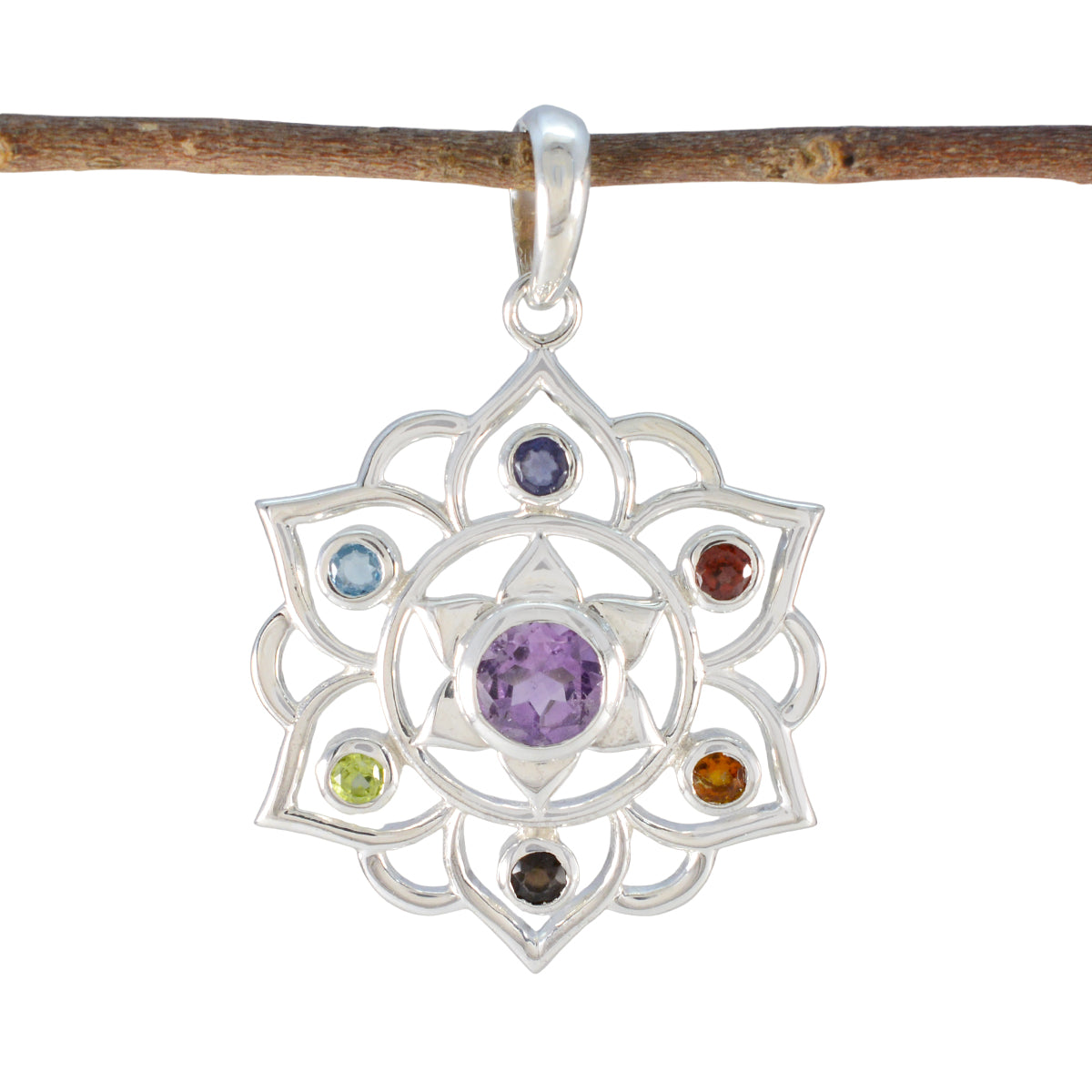 Nova Rope Wire Classic Jewelry Pendant with Gemstones Multi Stone multicolor Multicolor