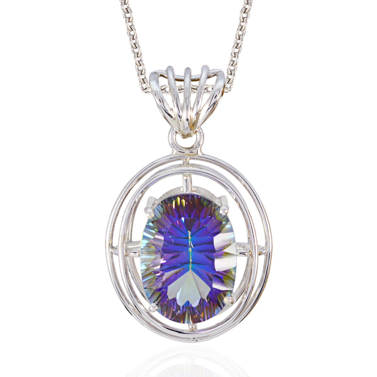 Lili Rope-Wire Statement Pendant with Vibrant Gemstone Mystic Quartz multicolor Multicolor