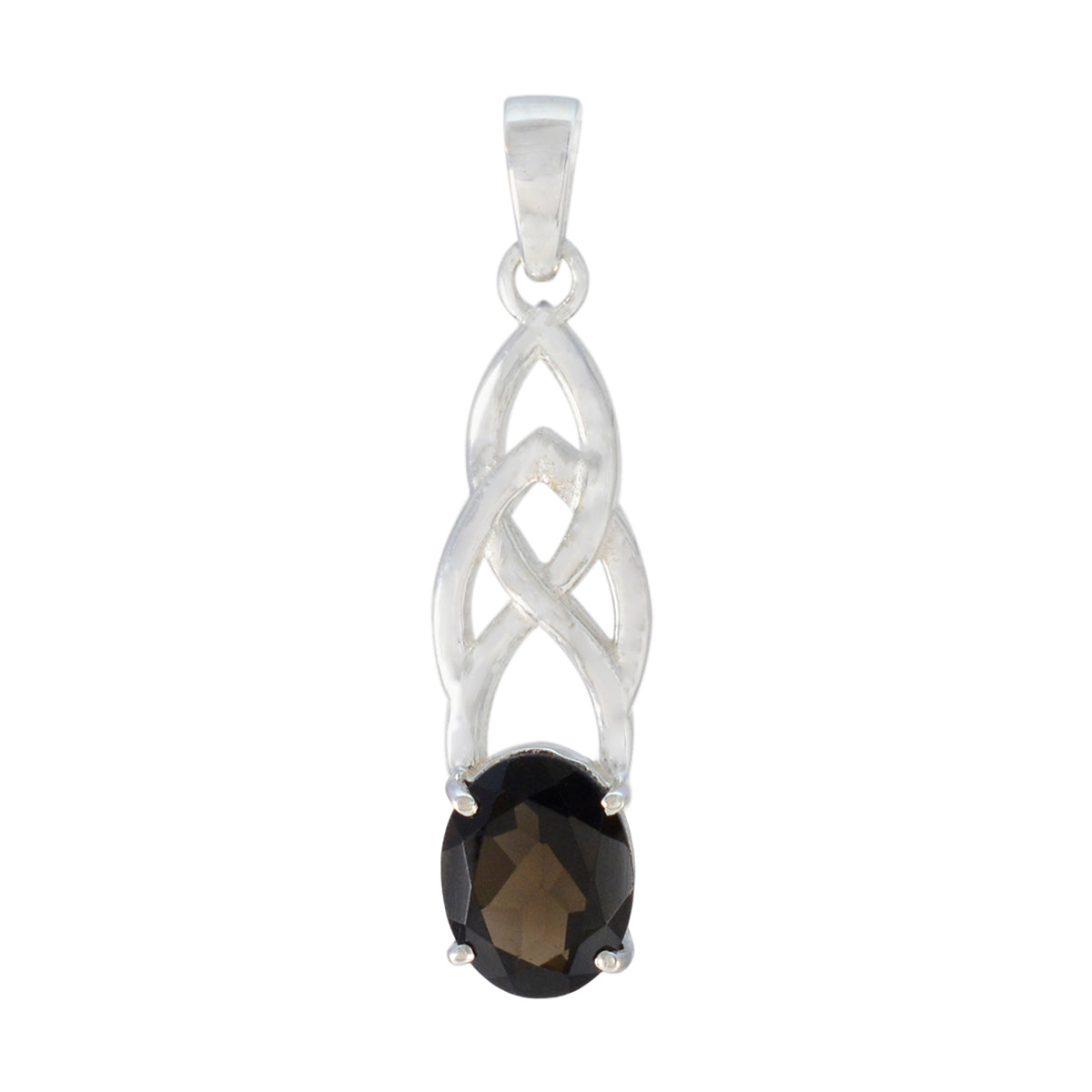 Rosa Brown Claddagh Pendant with Sterling Silver Smoky Quartz Brown Brown