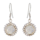 Rosa White Dangle Earrings for Stylish Elegance Rainbow Moonstone White Dangle