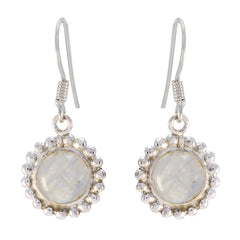 Rosa White Dangle Earrings for Stylish Elegance Rainbow Moonstone White Dangle