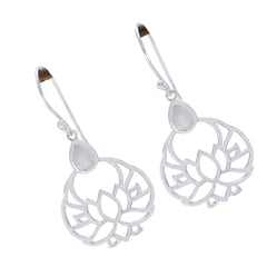 Rosa White Featherlight Earrings - Elegant Lotus Design