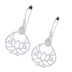 Rosa White Featherlight Earrings - Elegant Lotus Design