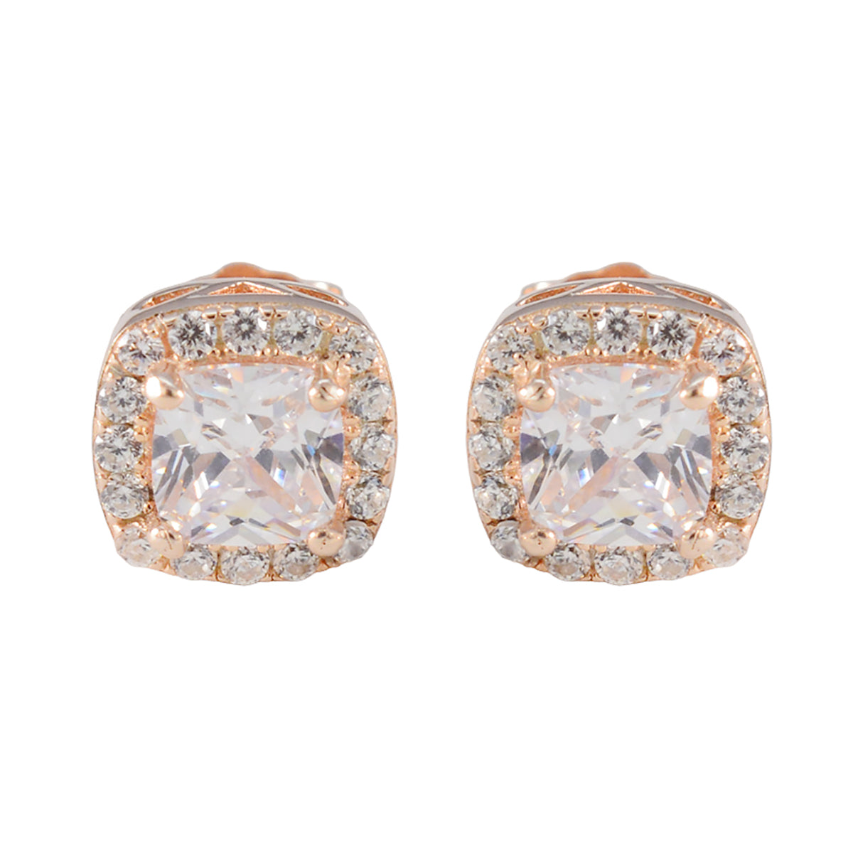 Rosa White Stud Earrings for Everyday Elegance Cubic Zirconia White Stud