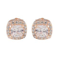 Rosa White Stud Earrings for Everyday Elegance Cubic Zirconia White Stud