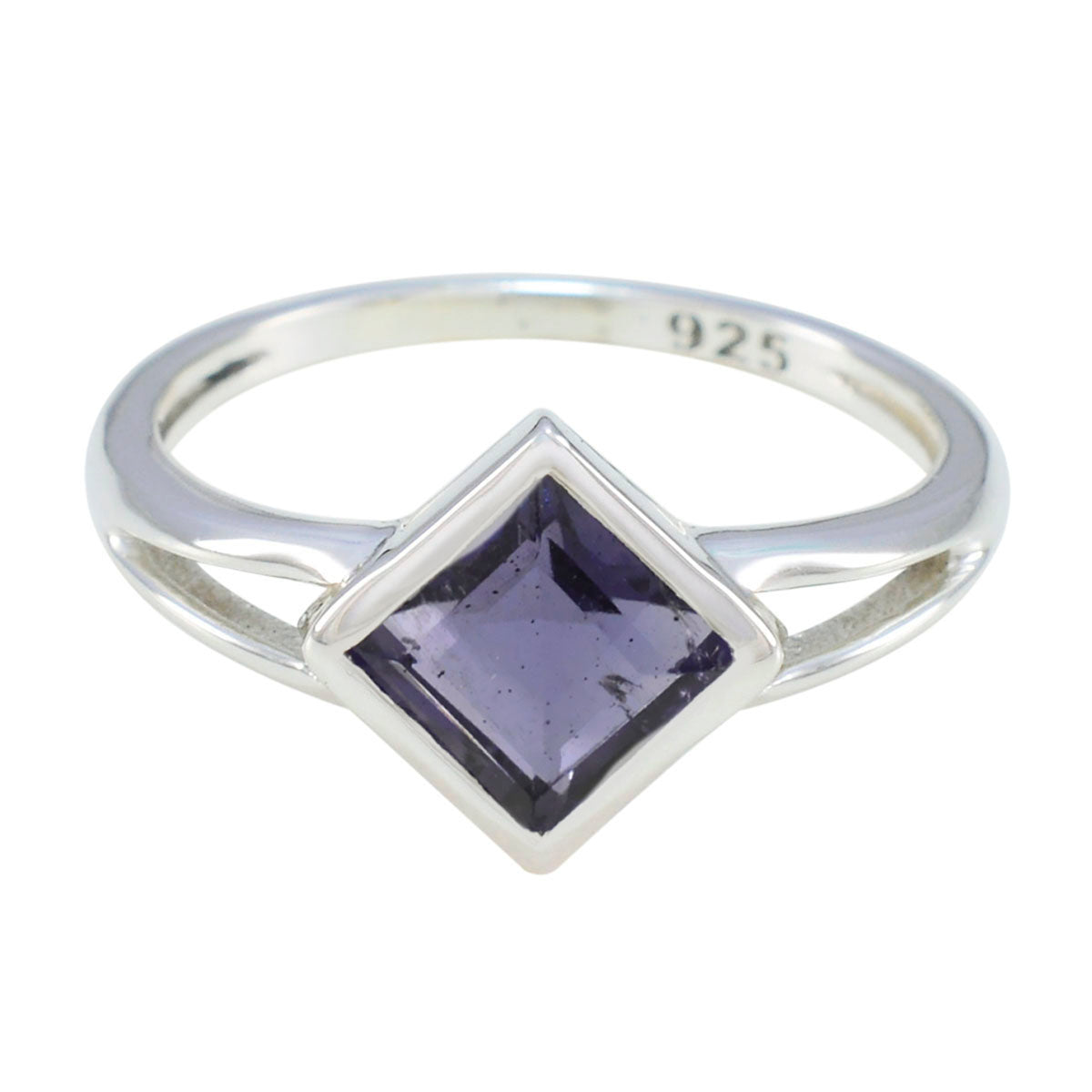 Chen Blue Solitaire Ring for Women in Sterling Silver Iolite Blue